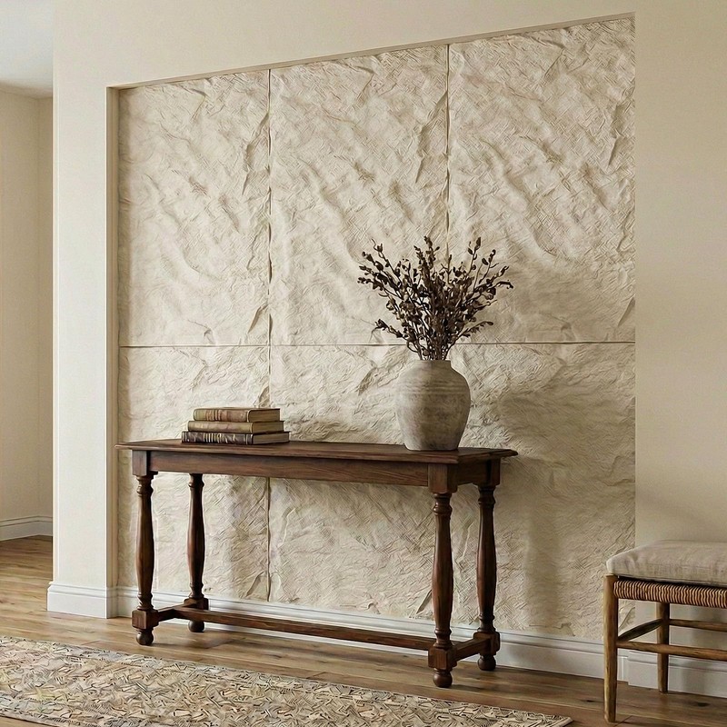 3D Lava Rock Molten Texture PU Wall Panels, 24"x48" Ivory