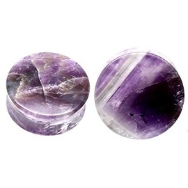 Purple Amethyst Organic Stone Ear Plugs Gauges Sold in Pairs (14mm- 9/16 inch)