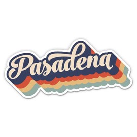 Squiddy Pasadena California Layered Retro Style - Vinyl Sticker Decal for Phone, Laptop, Water Bottle (3" Wide)