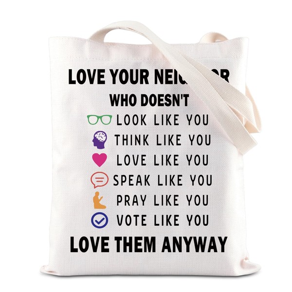 ENSIANTH Christian Faith Gift Love Your Neighbor Who Doesn't Tote