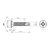 5.5mm x 50mm Black Self Drilling Countersunk Screws Flat Head
