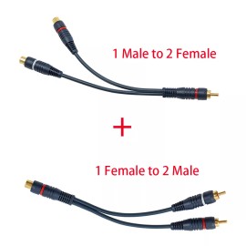Unbranded Audio Y-Converter Splitter Adapter RCA 1 Female to 2 Male RCA 1 Male to 2 Female - 1 Female to 2 Male+1 Male to 2 Female, 2PCS