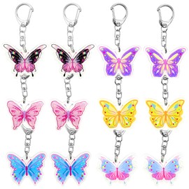12PCS Butterfly Keychains,Cute Crystal Butterfly Keyring,butterfly themed party supplies decoration, Keychain for Purse Car Key Phone Backpack Decoration, Keyring Ornament Gift for Women Girls
