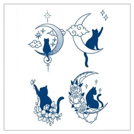Gel Luna semi-permanent lettering palm tree heart flower cat tattoo henna tattoo sticker, 1 piece, T-282 / 젤루나 반영구 레터링 야자수 하트 플라워 고양이 문신 헤나 타투 스티커, 1개, T-282