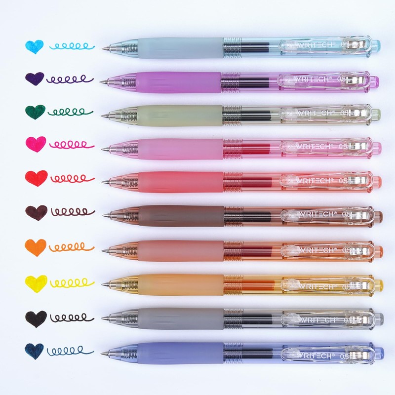 WRITECH Retractable Gel Pens Quick Dry Ink Pens 0.5mm Bullet
