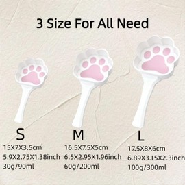 3PCS Cute Paw Print Pet Food Scoop, 1/4Cup Plastic Measuring Spoon for Cat/Dog Food, Non-Slip Ergonomic Handle Dry/Wet Food Scoop (3 Colors)