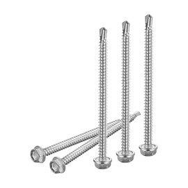 DTGN #10x3" Hex Washer Head Self Drilling Screws - 50Pack - Good for Machine - 410 Stainless Steel - Self Tapping Sheet Metal Screws