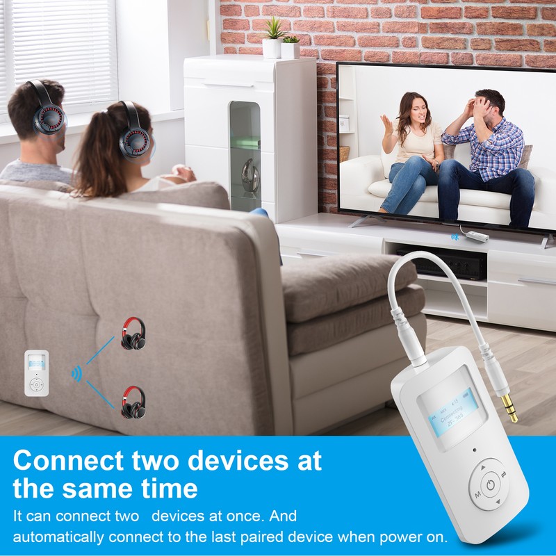 Bluetooth 5.0 Transmitter Receiver Bluetooth Audio Transceiver with Display Screen