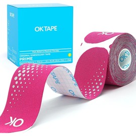 OKTAPE Prime Kinesiology Tape, Kinesiology Tape, Taping, Synthetic Fiber, Stretchy, Pre-cut, 20 Pieces/Roll, Excellent Stretch, Silk Feel, Strong Support, Reflective Design, Safe at Night, Breathable