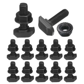 sourcing map 12pcs M6x20mm t Slot Drop-in Bolt, Carbon Steel Hammer Head Bolts t Shape Stud Sliding Screw with M6 Hexagon Flange Nuts for European Standard 30 Series Aluminum Profile