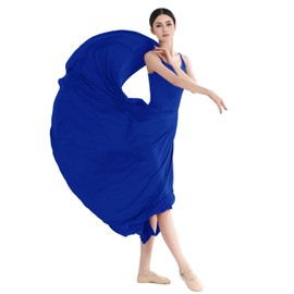 ZYACTU Women's Lyrical Dance Costume Halter Lyrical Dance Dress Split Skirt Ballet Contemporary Dancewear Tag S-Royal Blue