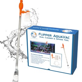FL!PPER Flipper AquaVac Gravel/Sand Cleaner & Siphon Kit - Dual-Purpose Aquarium Vacuum with Safety Valves for Freshwater & Saltwater Fish Tanks