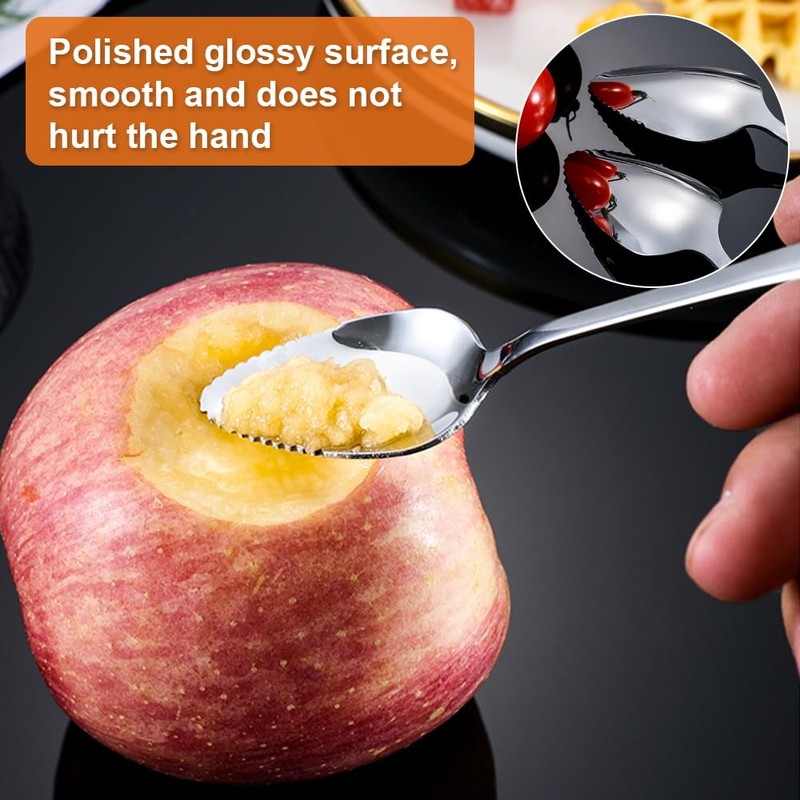 8 Pieces Stainless Steel Fruit Spoons, Grapefruit Spoon with Serrated