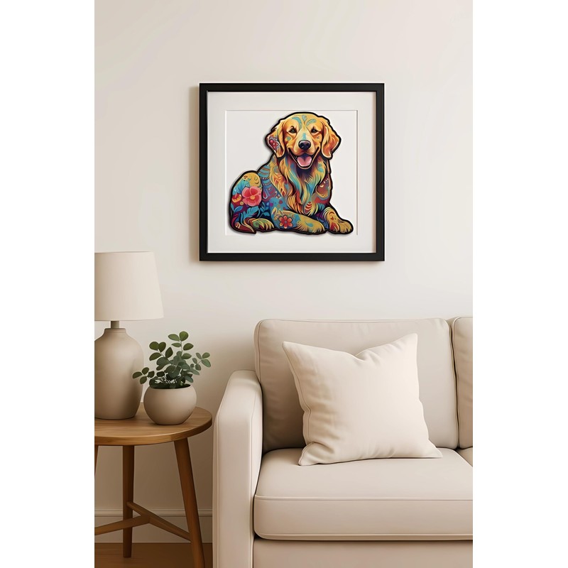 Wooden Jigsaw Puzzle for Adults - Golden Retriever Dog, Unique