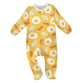 Dussdil Breakfast Eggs Toasts Bacon Baby One-Piece Footies Newborn Rompers Pajamas Cotton Footed Pjs for Sleep Play Boys Girls 12M