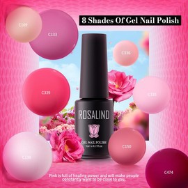 ROSALIND White Pink Gel Nail Polish Set, 8PCS Colors Gel Polish Set Skin Tones Soft Soak off All Seasons Gel Collection DIY Nail Art Design Nail Care Manicure Cutics Cosmetic