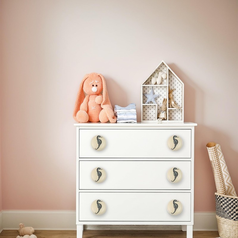 Lasyman 8 Pack 1.5" Ceramic Seahorse Cabinet Knob Unique Ocean