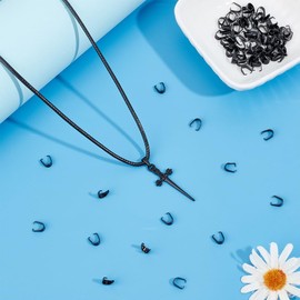 UNICRAFTALE About 100Pcs 304 Stainless Steel Black Snap on Bails Charm Ice Pick Pinch Bails Connectors Metal Pendant Clasp Pin 0.6mm for DIY Charm Necklace Jewelry Making