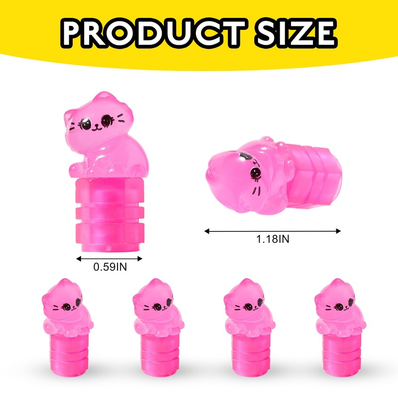 Rislobx 4 Pack Glow in The Dark Tire Valve Caps,