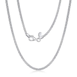 Amberta 925 Sterling Silver 2.2 mm Diamond Cut Popcorn Coreana Chain Necklace (24inch/60cm)
