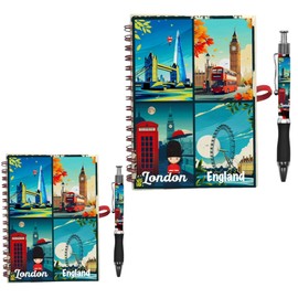Bells Box 2 x A6 & A5 London Souvenirs Notebook with Pen - England British Stationary Gift Set - London Landmark Notepads Pens