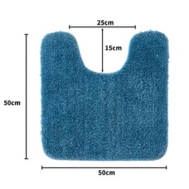 MIULEE Absorbent WC Toilet Rug Non Slip U Shape Bath Mat with High Hydroscopicity Rugs Super Soft Cozy and Shaggy Microfiber Rug Carpet for Bathroom Blue 50 x 50 cm