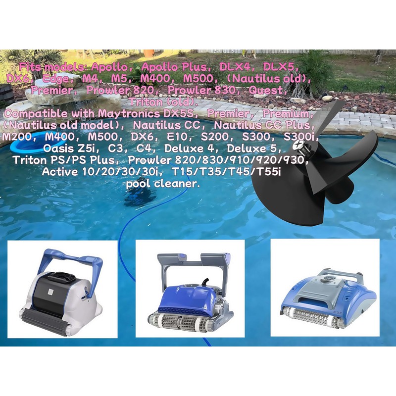 Viefow 9995266-R1（Black） Impeller with Screw Replacement for Premier/M200/M400/M500/CC/DX6 Robotic Pool