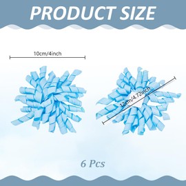 arricraft 6 Pcs Christmas Bow for Presents, Deep Sky Blue Self Adhesive Curly Ribbon Bows with Twist Ties Candy Cane Bows for Christmas Party Decor Crafts Gift Wrapping