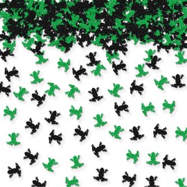 100pcs Frog Confetti, Black&Green Glitter Frog Table Confetti for Baby Shower, Reptile Animal Paper Scatters, Reptile Pet Themed Birthday/1st Birthday Party Table Decoration