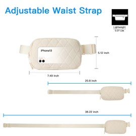 Telena Belt Bag for Women Men Fashionable Crossbody Fanny Pack for Women Waist Bag with Adjustable Strap Beige-Quilted