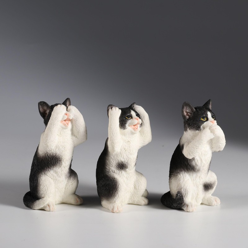Veronese Design 3 3/4 Inch Black and White Kittens Hear