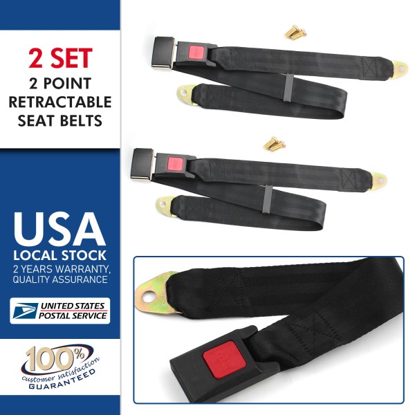Modigt 2 Pack Black Universal 2 Point Retractable Adjustable Car