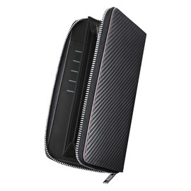 Modiko Men's Long Wallet, Large Capacity, Carbon Leather, YKK Leather, Popular, Zip Around Black, Clearly Open Design, Separate Type, Coin Purse, Vertical Card Storage, Gentlemen, Business, Black
