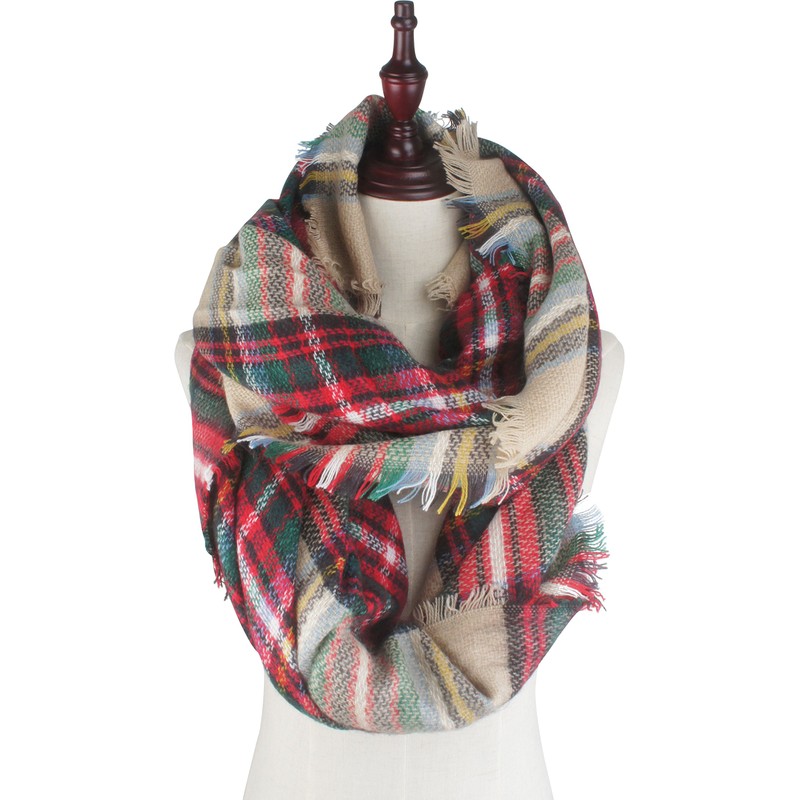 VIVIAN & VINCENT Women's Fall Winter Scarf Classic Tassel Plaid