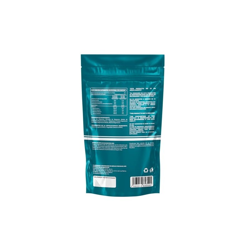 Wellthy Mag Magnesio Complex 200 Cápsulas Equivalente 360mg Citrato Glicinato