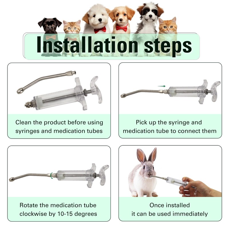 20ml Plastic Steel Feeding Syringe Kit With Nozzle, Adjustable Reusable