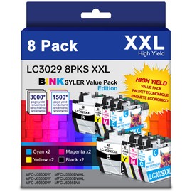 BINKSYLER LC3029 BK/C/M/Y Ink Cartridges XXL Super High Yield for Brother LC-3029 LC3029BK LC3029C LC3029M LC3029Y Ink Cartridges (2BK/2C/2M/2Y) 8-Pack
