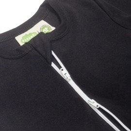 PARADE Organic Essential Basic '2-Way' Zipper Romper - Long Sleeve Black 3-6M with Mitts