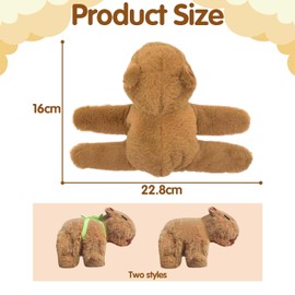 Yesmoyhe Capybara Slap Bracelet, 2 Pieces Plush Capybara Slap Bracelet, Capybara Plush Slap Bands, Capybara Stuffed Toy Bracelets, Capybara Animal Slap Bracelets, Capybara Snap Bracelet, for Children