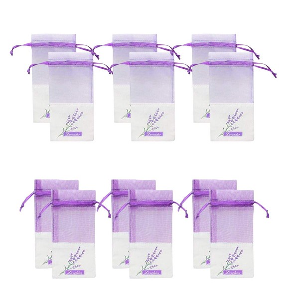 Geila 12pcs Sachet Empty Bags Purple Drawstring Gauze Cotton-ramie Sacks