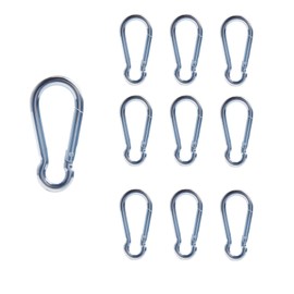 Kivomot Spring Snap Hook, 10 Pack – 304 Stainless Steel, Silver | 1.28″ L × 0.61″ W, Wire Ø 0.11″, Max Opening 0.19″ (M3) – Rigging Hardware for Ropes, Hammock, DIY