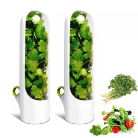 UUPOI Taza premium de conservación de vainilla fresca, 2 piezas, almacenamiento para refrigerador, conservador de hierbas, cilantro, menta, perejil, espárragos, reutilizables