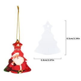 10pcs Sublimation Blanks Christmas Ornament 2022 White Unfinished Ceramic Discs Ornaments Hanging Christmas Tree Ornaments for Xmas Decorations Home Decor