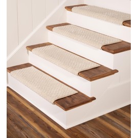 Oak Valley Designs™ Rounded Bullnose Carpet Stair Treads - Anti Slip Indoor Stair Mats for Wooden Stairs, Style: Bayside Charm, Crystal Canyon 27" W X 9.75" D (Set of 4)