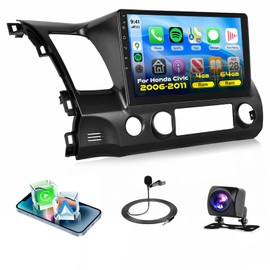 [4G+64G] for Honda Civic 2006-2011 Android Car Stereo with Wireless CarPlay Android Auto,10.1 Inch Android 13 IPS Touchscreen Car Audio Support Bluetooth GPS WiFi DSP Audio HD Rear Camera