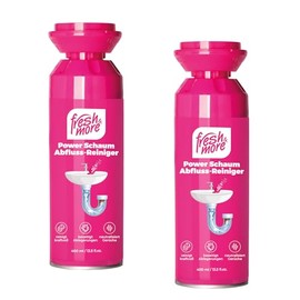 Fresh & More Drain Cleaner Foam 2 x 400 ml, Pipe Cleaner for Drain, Sink, Power Foam Cleaner Against Residues and Odours | Rohrreiniger Schaum gegen Rückstände und Gerüche
