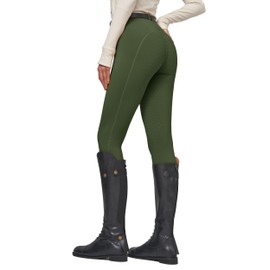 Willit Women's Fleece Riding Breeches Winter Horse Riding Pants Tights Equestrian Thermal Schooling Tights Army Green M