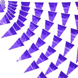 32.8FT Purple Glitter Triangle Pennant Banner Flag Metallic Bunting Fabric Garland for Christmas Graduation Wedding Engagement Anniversary Bachelorette Bridal Shower lavenderValentine's Party Decor