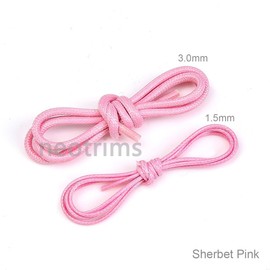 Waxed Cord String in 26 Colour, 1.5mm & 3mm Thickness. Strong & Water Resistant, Cotton Feel Polyester Cord. For Crafts, Jewellery Making, Decoration, Apparel. [Sherbet Pink, 1.5 mm, 2 meters]