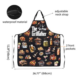 JTOUK The Grill Master Kitchen Apron Father’s Day Gift Cooking Grilling BBQ Apron Gift for Men's Birthday (Grill Apron EU)